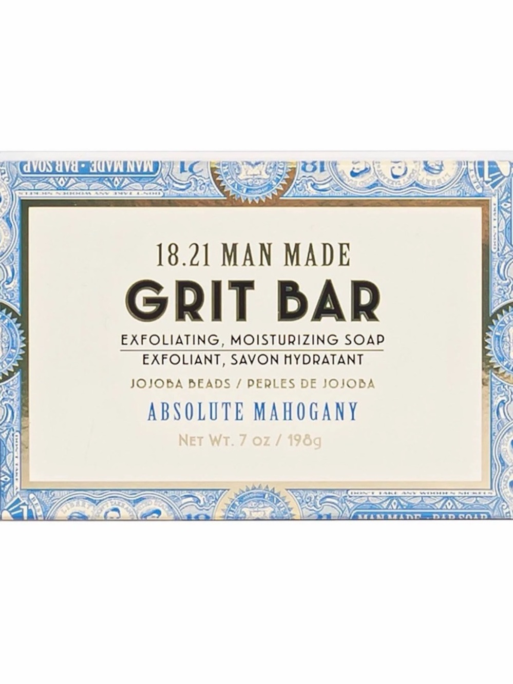 18.21 MAN MADE Grit Bar Absolute Mahogany Exfoliating Soap Bar 7 oz Made in USA